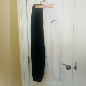 Asoka Black and White Two-Tone Jogger Sweatpants